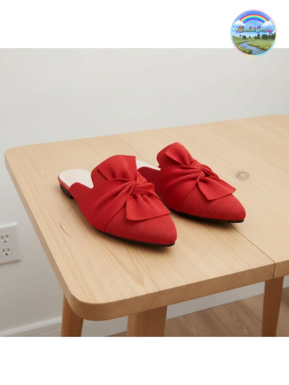 Pointed Toe Mules for Women Stretch Knit Slip On Flats Comfortable Breathable